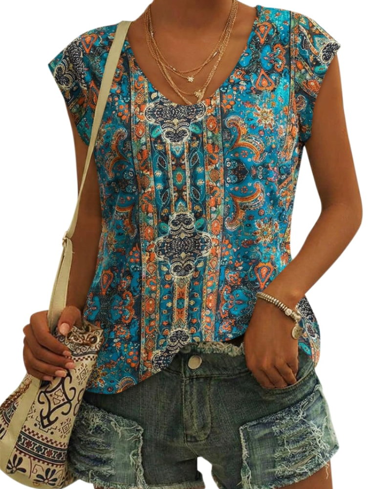Luma T-Shirt Donna – Scollo a V, Maniche Cap Sleeve & Top Basic Casual Loose Fit