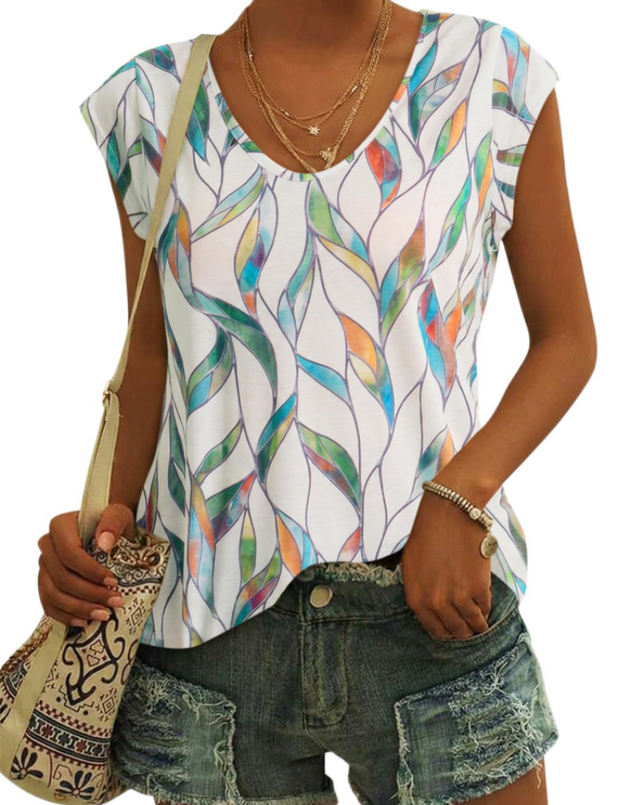 Luma T-Shirt Donna – Scollo a V, Maniche Cap Sleeve & Top Basic Casual Loose Fit