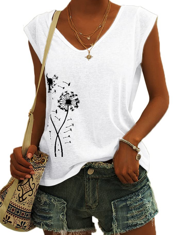Luma T-Shirt Donna – Scollo a V, Maniche Cap Sleeve & Top Basic Casual Loose Fit