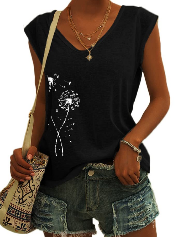 Luma T-Shirt Donna – Scollo a V, Maniche Cap Sleeve & Top Basic Casual Loose Fit