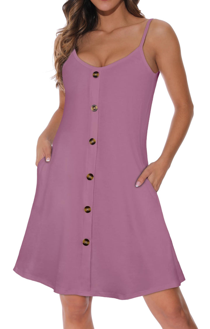 Veloura Vestito Estivo Donna – Spalline Sottili Regolabili, Scollo a V & Tasche Casual