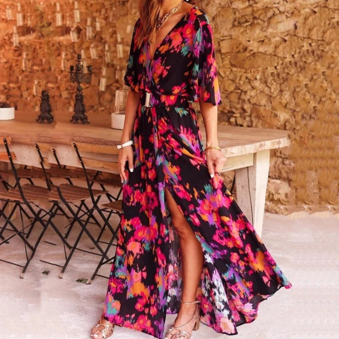 Rochie de vară elegantă cu decolteu în V pentru femei | Maxi