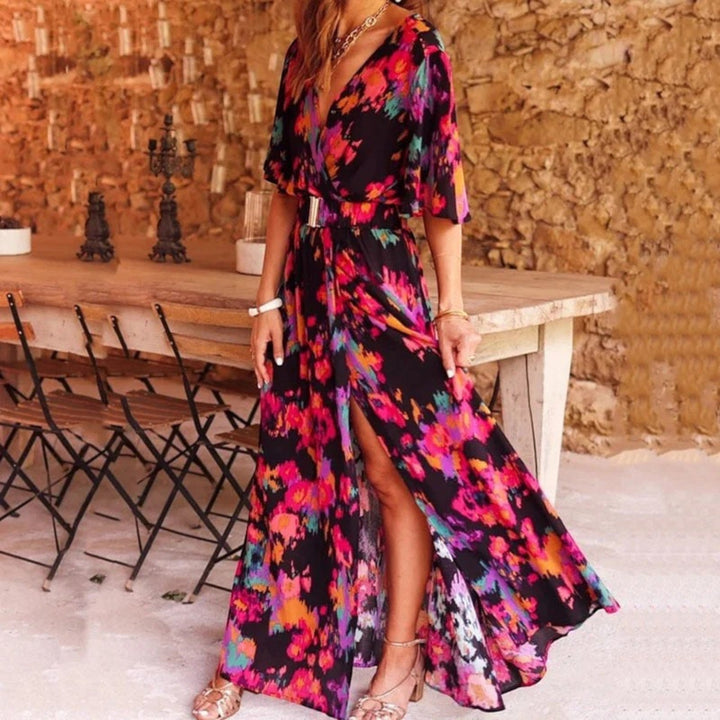 Rochie de vară elegantă cu decolteu în V pentru femei | Maxi