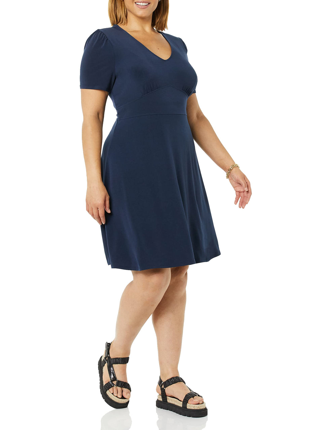 Novaria Vestito Donna Fit & Flare – Scollo a V, Jersey Elasticizzato & A-Line Floreale