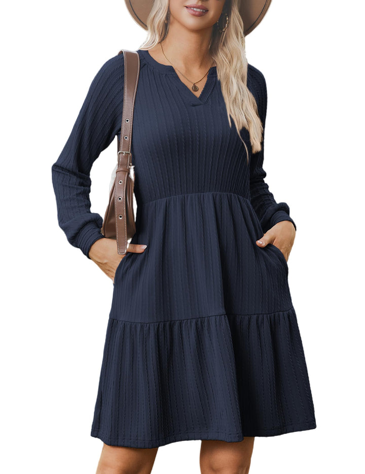 Zephyra Vestito in Maglia Donna – Scollo a V, Maniche Lunghe & A-Line con Tasche
