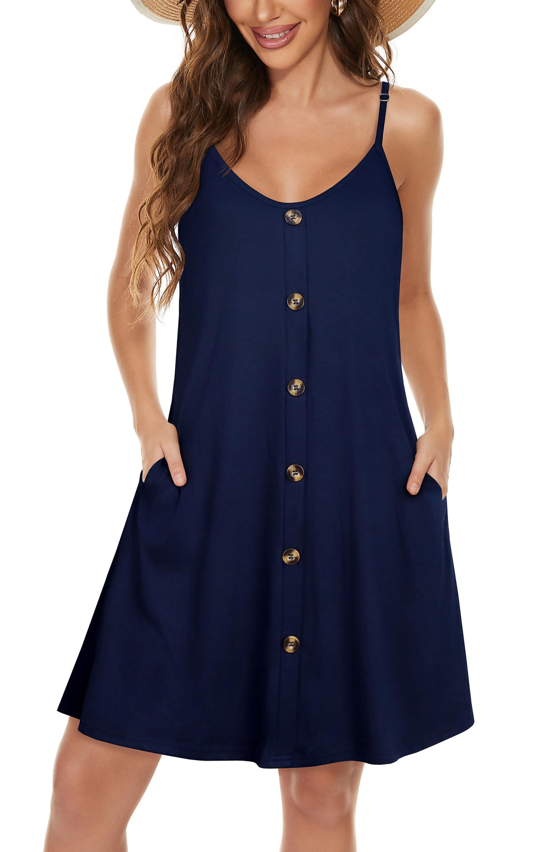 Veloura Vestito Estivo Donna – Spalline Sottili Regolabili, Scollo a V & Tasche Casual