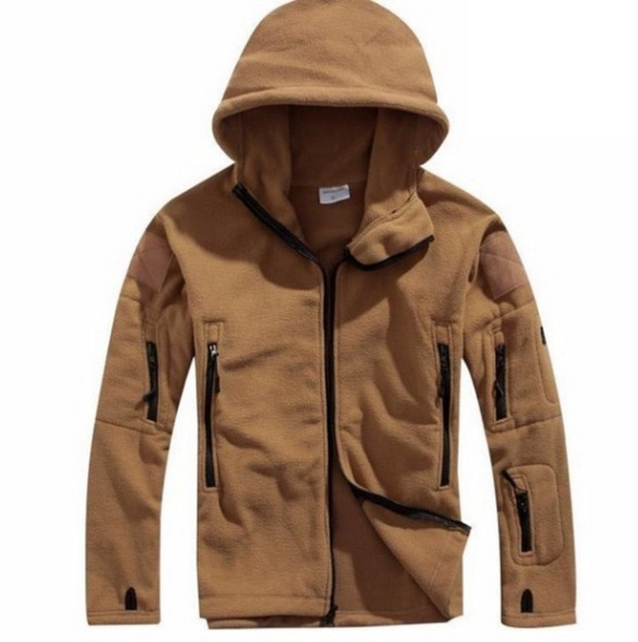 Raw Jakke til Mænd i Termisk Fleece Militærstil – Vindafvisende, Hætte & Udendørs Komfort