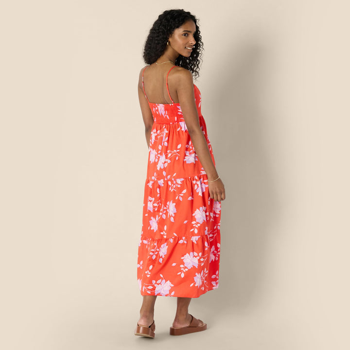 Delyth Maxikleid Damen – V-Ausschnitt, Verstellbare Träger & A-Linie mit Volants