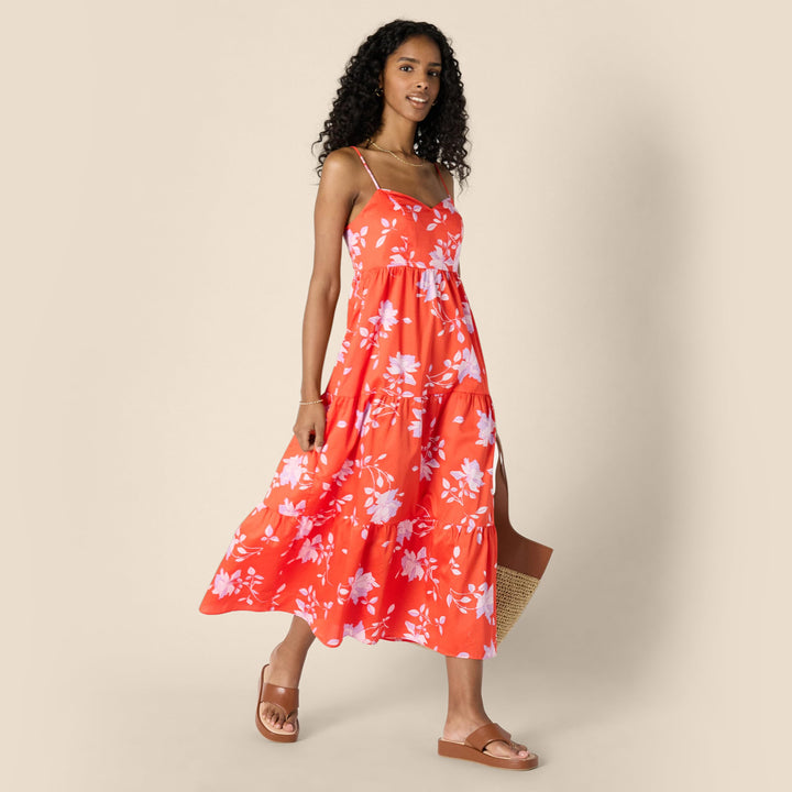 Delyth Maxikleid Damen – V-Ausschnitt, Verstellbare Träger & A-Linie mit Volants