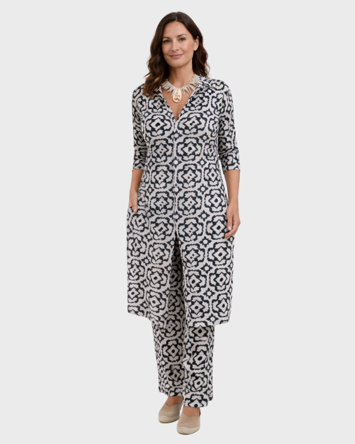 Set Eliza Donna Elegant Două Piese – Compleu Tunică și Pantaloni Fluid Respirabil