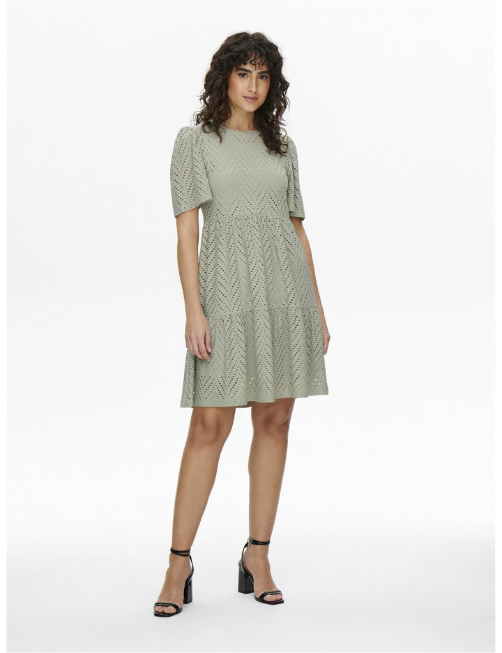 Althea Vestito Mini Donna – Maniche Corte, Motivo Traforato & A-Line Estivo