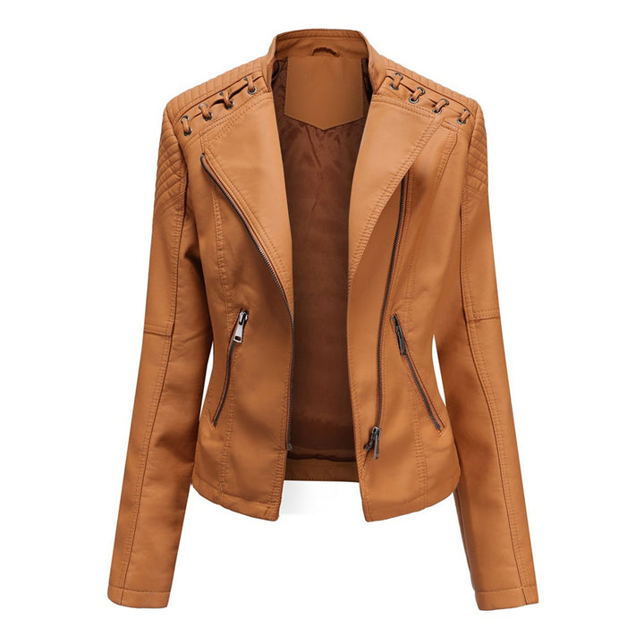 Chaqueta de piel para mujer con cremallera | manga larga