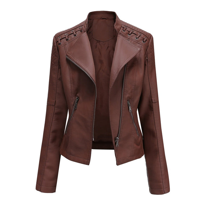 Chaqueta de piel para mujer con cremallera | manga larga