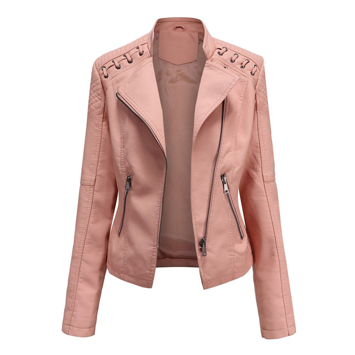 Chaqueta de piel para mujer con cremallera | manga larga