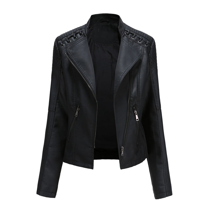 Chaqueta de piel para mujer con cremallera | manga larga