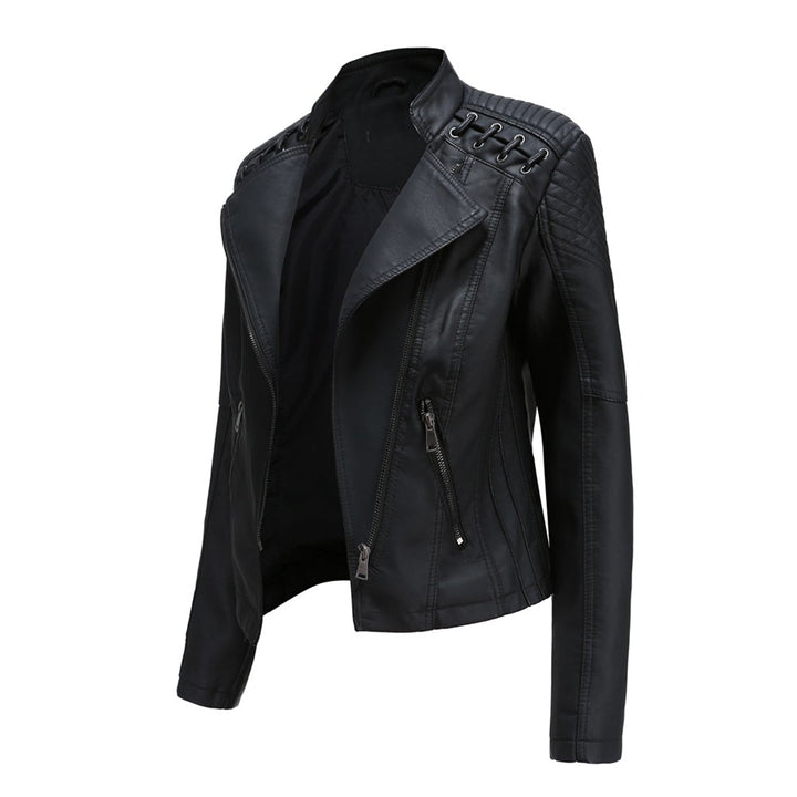 Chaqueta de piel para mujer con cremallera | manga larga