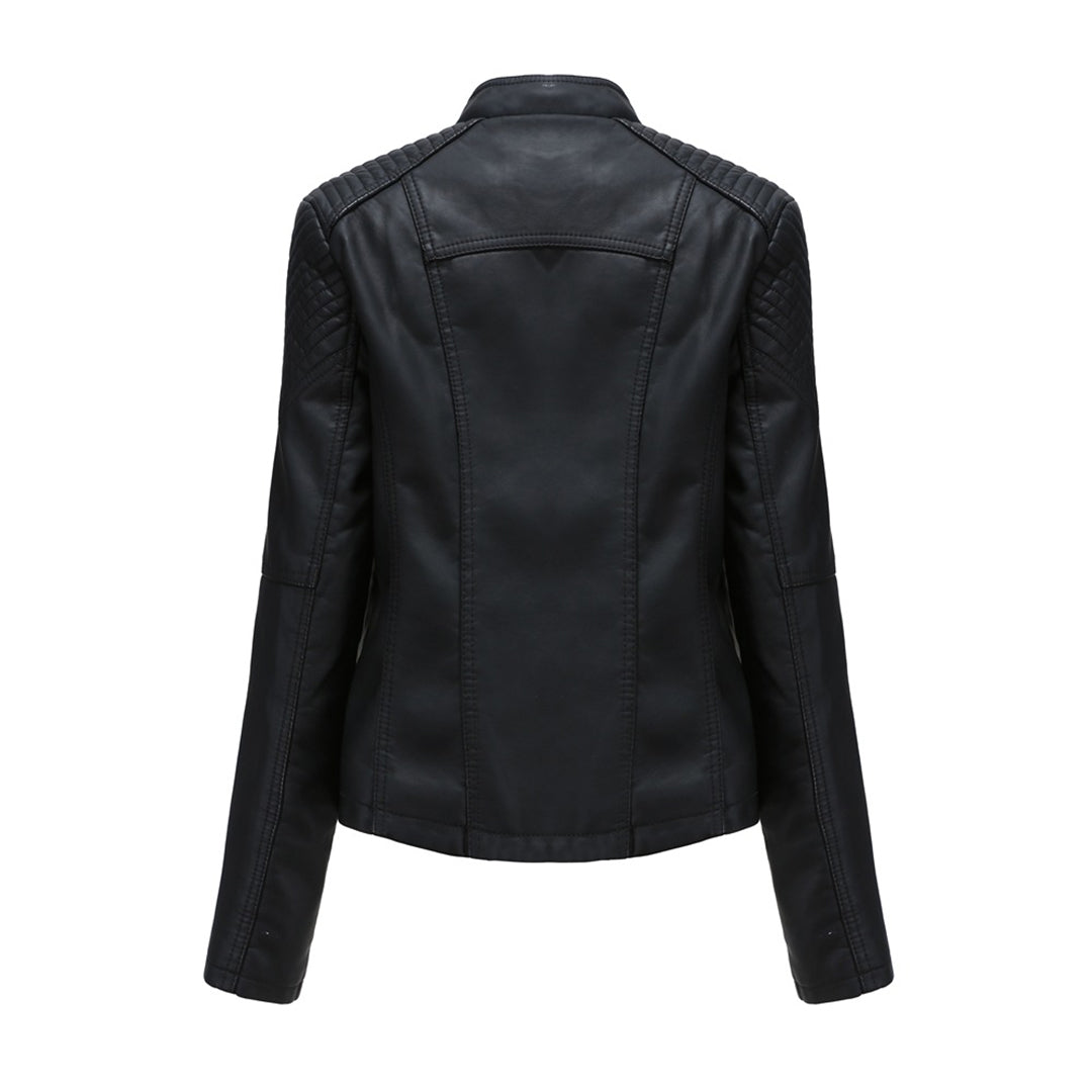 Chaqueta de piel para mujer con cremallera | manga larga
