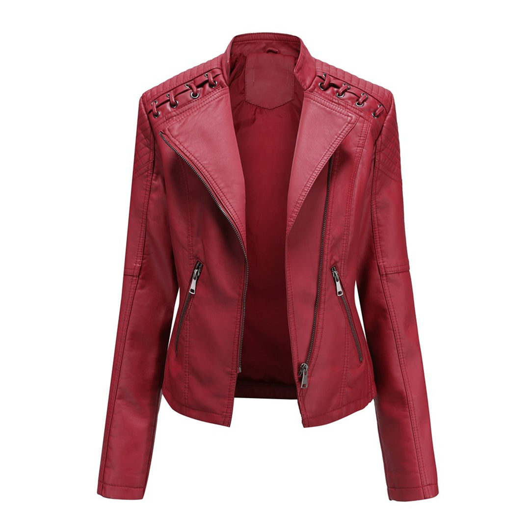 Chaqueta de piel para mujer con cremallera | manga larga
