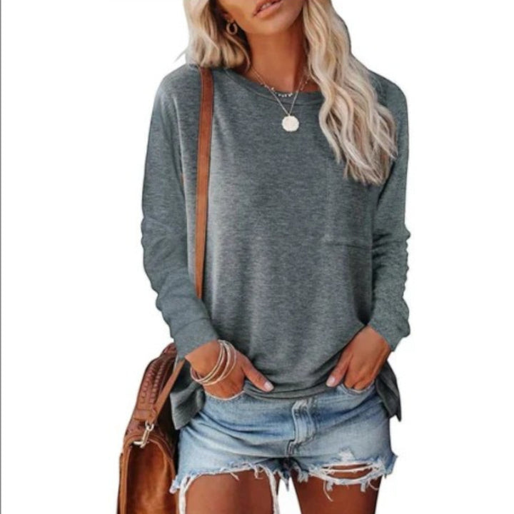 Lilou | Casual T-shirt med rund hals til kvinder | Langærmet
