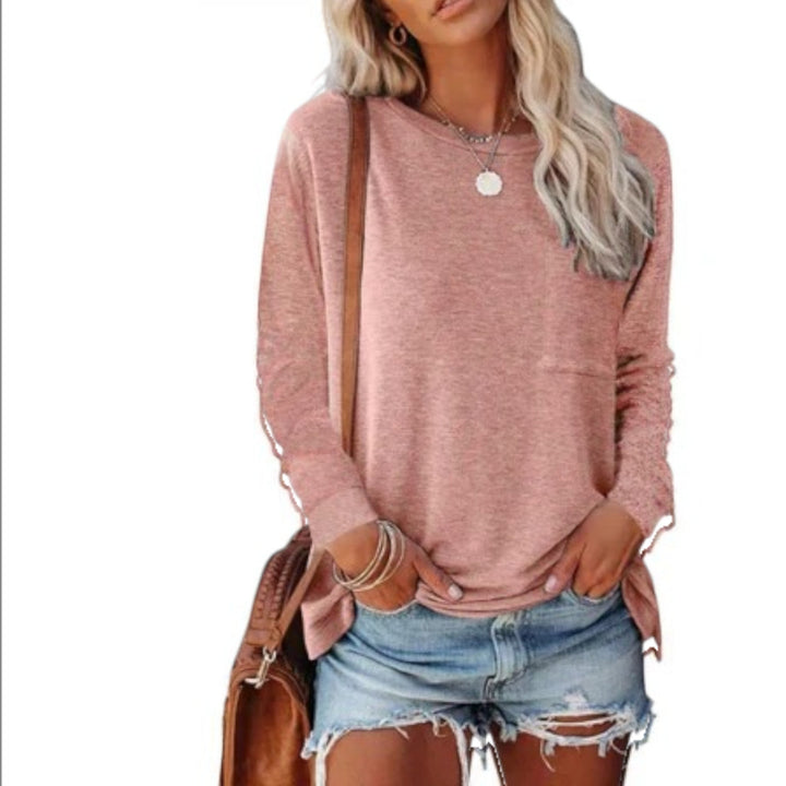Lilou | Casual T-shirt med rund hals til kvinder | Langærmet
