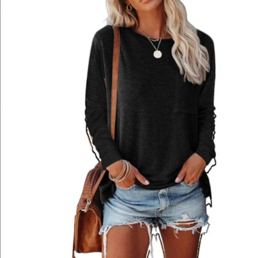 Lilou | Casual T-shirt med rund hals til kvinder | Langærmet