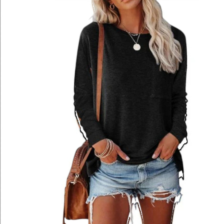 Lilou | Casual T-shirt med rund hals til kvinder | Langærmet