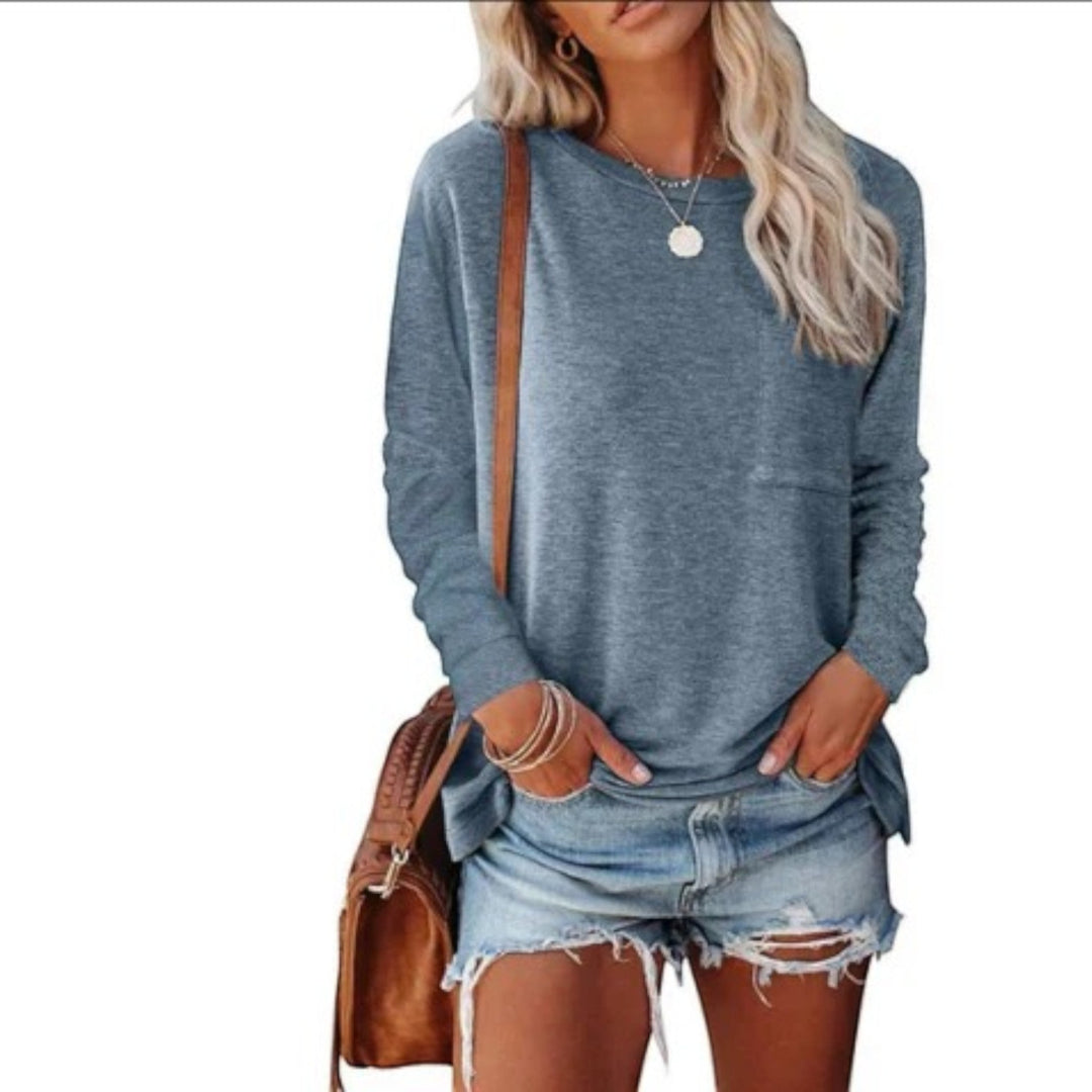 Lilou | Casual T-shirt med rund hals til kvinder | Langærmet