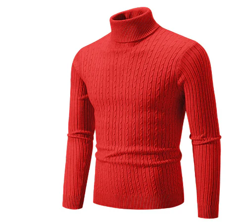Pulover Orlan pentru bărbați cu guler înalt – Pulover cu dungi strâmte, croială slim, din acrilic moale și cald