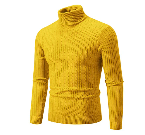Pulover Orlan pentru bărbați cu guler înalt – Pulover cu dungi strâmte, croială slim, din acrilic moale și cald