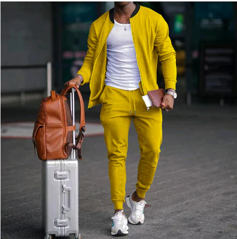Compleu casual bărbați două piese mânecă lungă | Două piese
