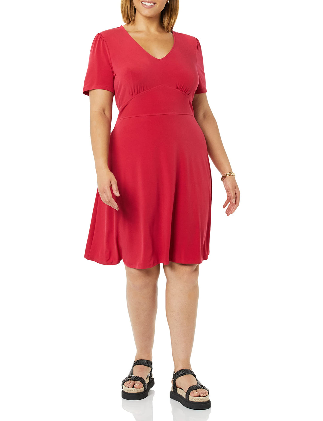 Novaria Vestito Donna Fit & Flare – Scollo a V, Jersey Elasticizzato & A-Line Floreale