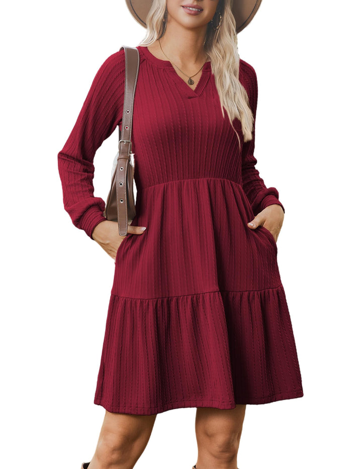 Zephyra Vestito in Maglia Donna – Scollo a V, Maniche Lunghe & A-Line con Tasche