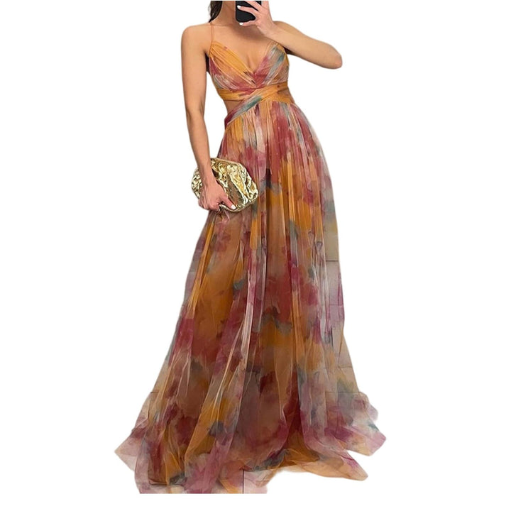 Evania Abito Elegante Donna – Spalle Scoperte, Tulle A-Line & Spacco Maxi da Sera