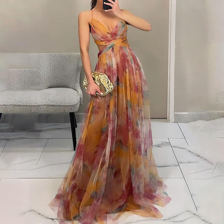 Evania Abito Elegante Donna – Spalle Scoperte, Tulle A-Line & Spacco Maxi da Sera
