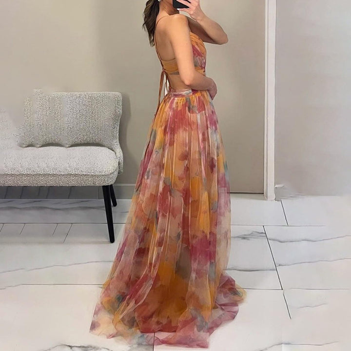 Evania Abito Elegante Donna – Spalle Scoperte, Tulle A-Line & Spacco Maxi da Sera