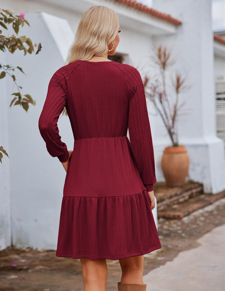 Zephyra Vestito in Maglia Donna – Scollo a V, Maniche Lunghe & A-Line con Tasche
