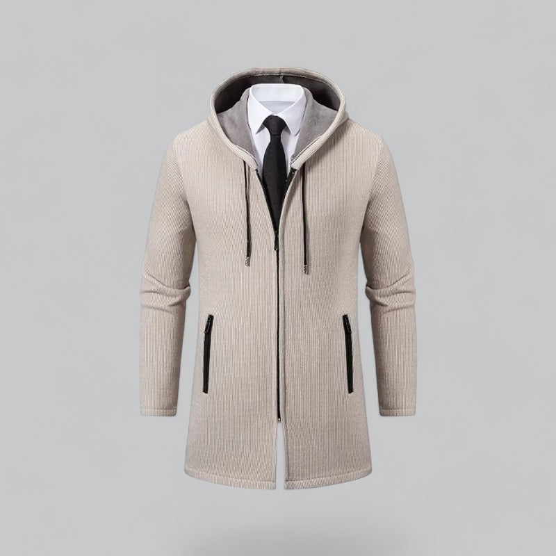 Caleb Cappotto Uomo con Cappuccio – Giacca Slim Fit in Look Lana con Fodera in Fleece