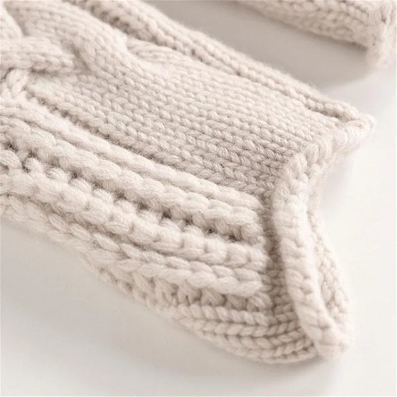 Klaihre Women's High Neck Sweater – Knitted Pullover with Cable Pattern and Relaxed Fit