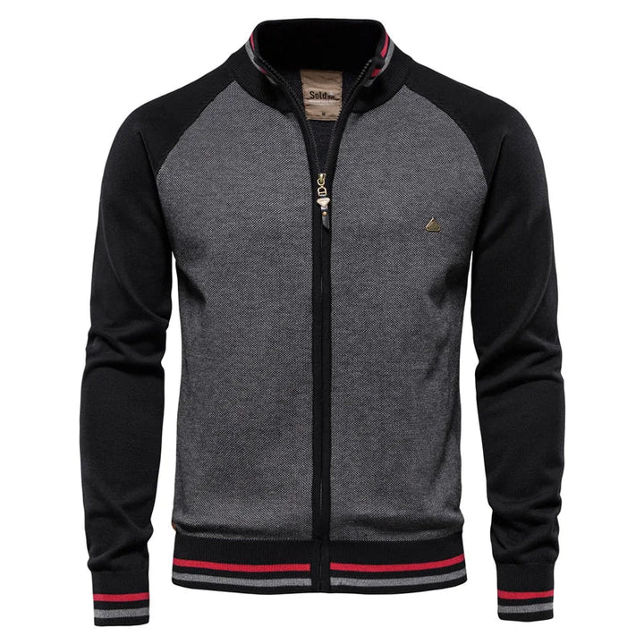 Rico Cardigan Uomo Zip – Gilet Sportivo Retro in Cotone con Maniche a Contrasto