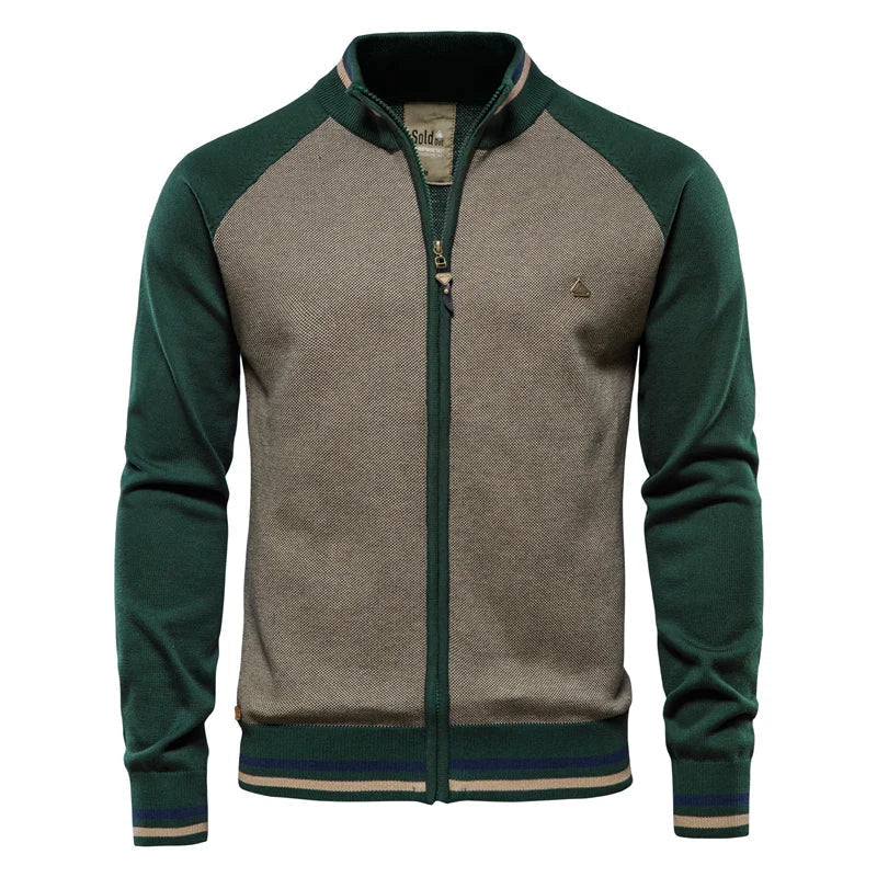 Rico Cardigan Uomo Zip – Gilet Sportivo Retro in Cotone con Maniche a Contrasto