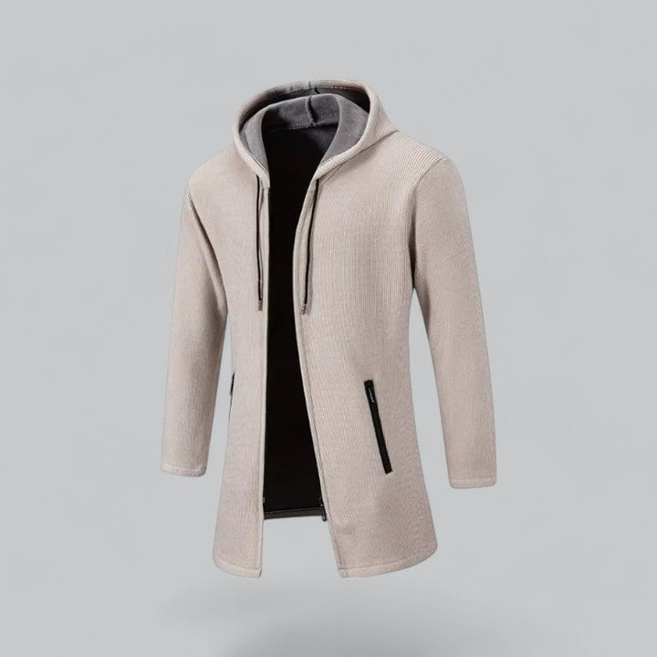 Caleb Cappotto Uomo con Cappuccio – Giacca Slim Fit in Look Lana con Fodera in Fleece