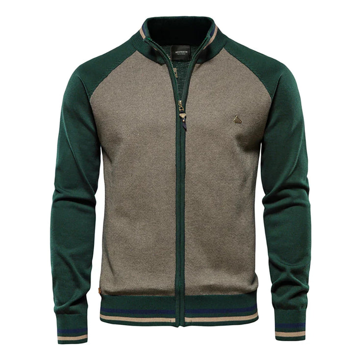 Rico Cardigan Uomo Zip – Gilet Sportivo Retro in Cotone con Maniche a Contrasto
