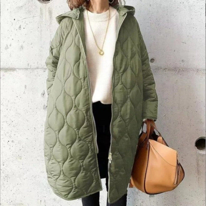 Chaqueta de invierno acolchada para mujer con cremallera | larga