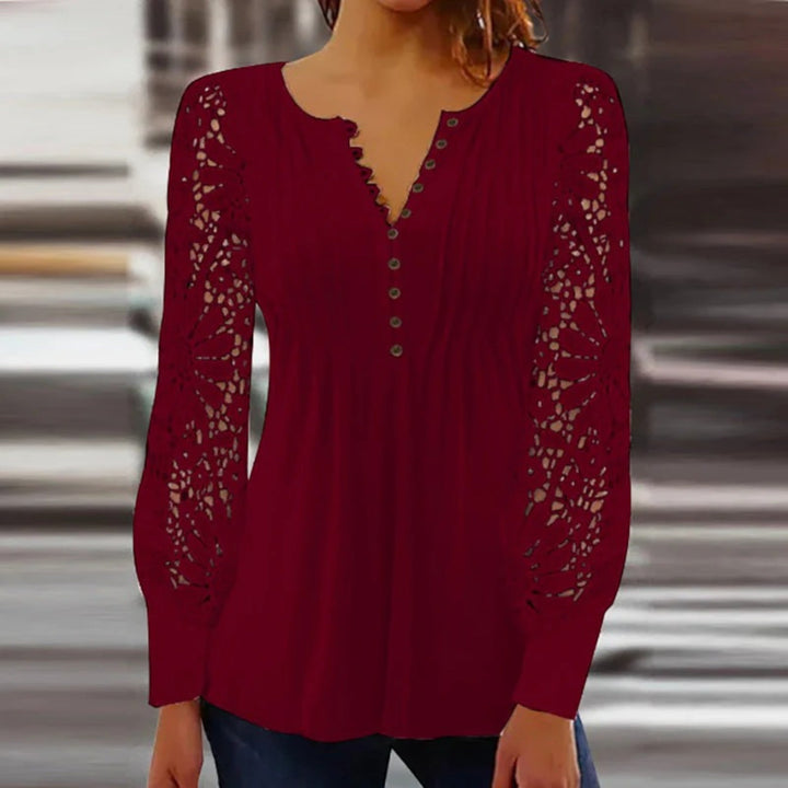 Bluza elegantă cu decolteu în V pentru femei | Mâneci lungi