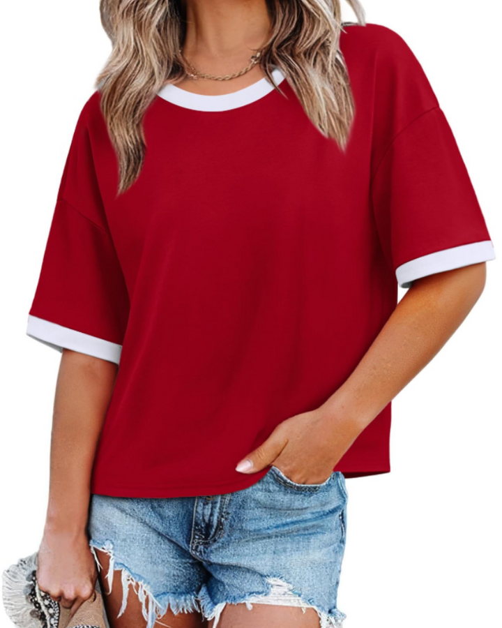 Ilara Damen-T-Shirt – Oversize Color Block, Rundhalsausschnitt & lässiger Loose Fit Top