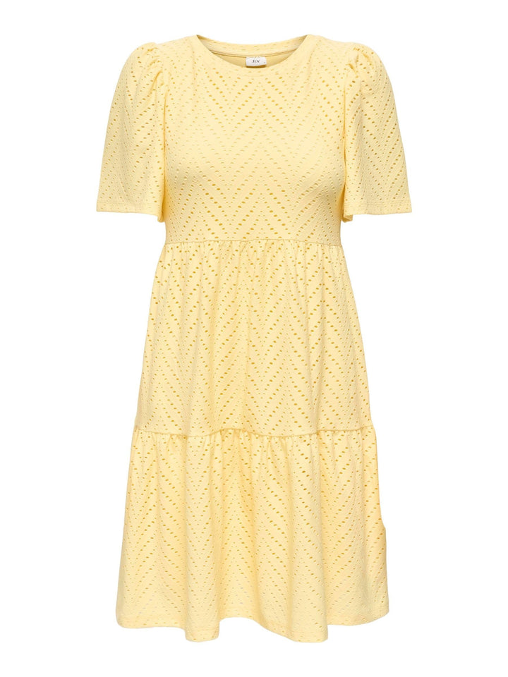 Althea Vestito Mini Donna – Maniche Corte, Motivo Traforato & A-Line Estivo