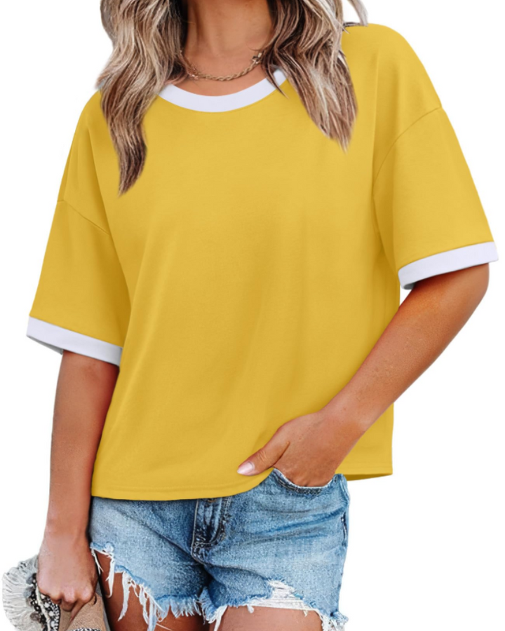 Ilara Damen-T-Shirt – Oversize Color Block, Rundhalsausschnitt & lässiger Loose Fit Top