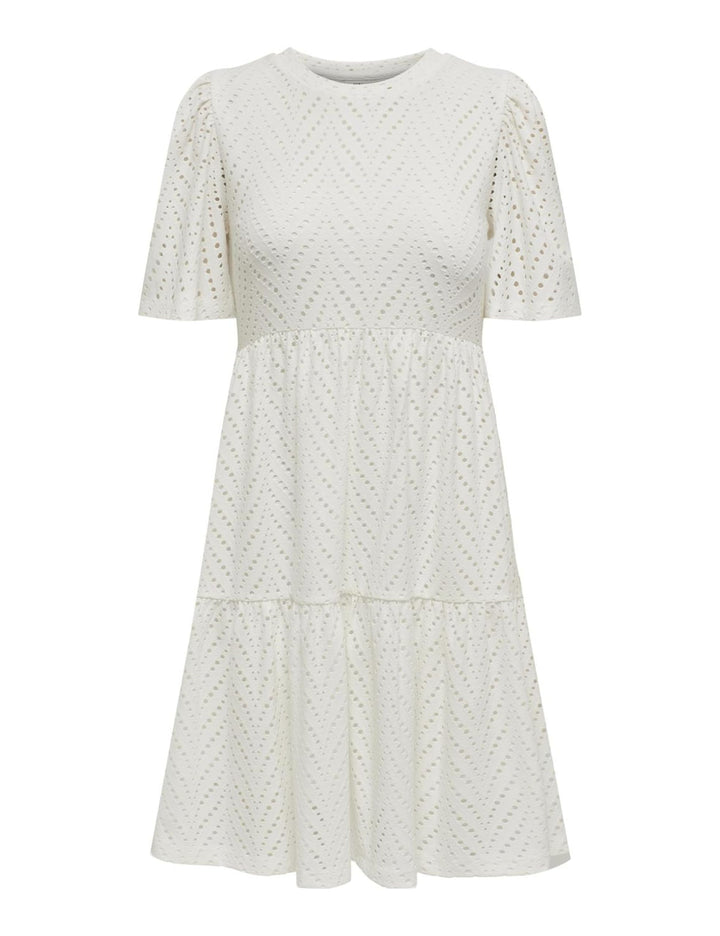 Althea Vestito Mini Donna – Maniche Corte, Motivo Traforato & A-Line Estivo