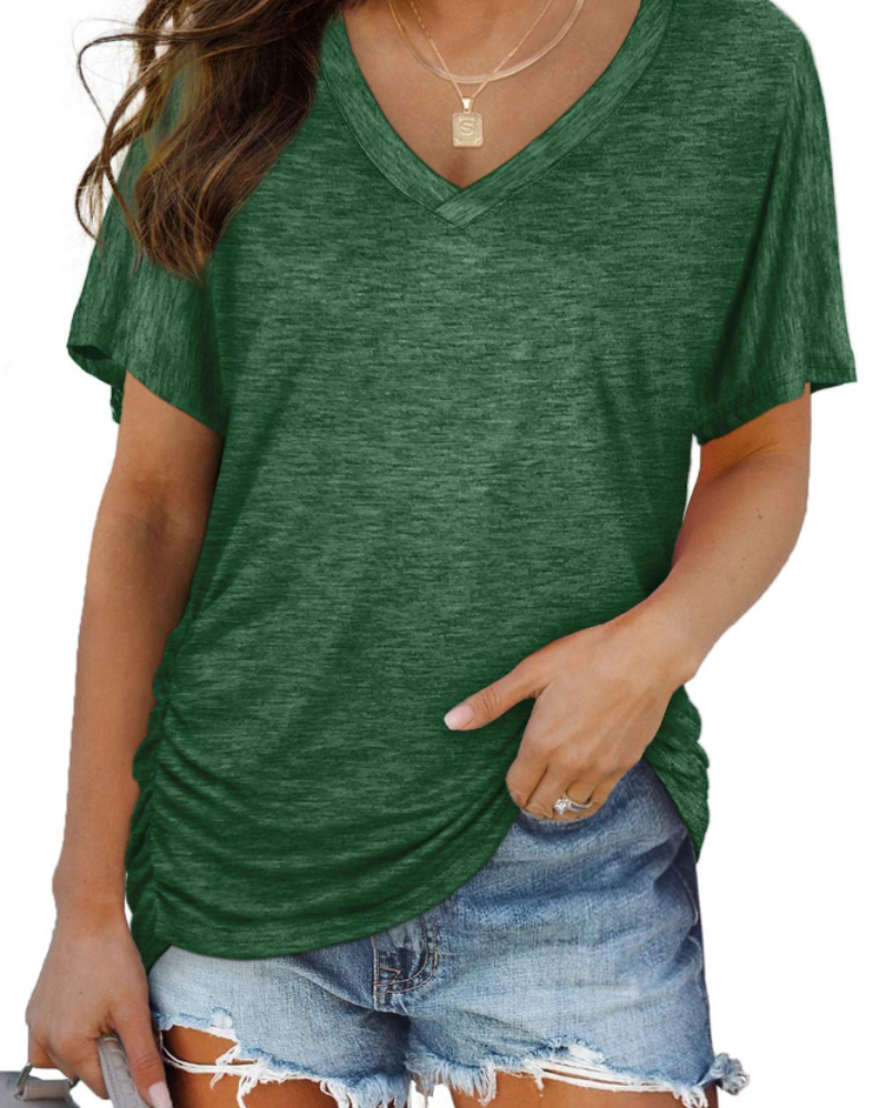 Venya Top Donna – Scollo a V, Maniche Dolman & T-Shirt Casual con Drappeggio Laterale