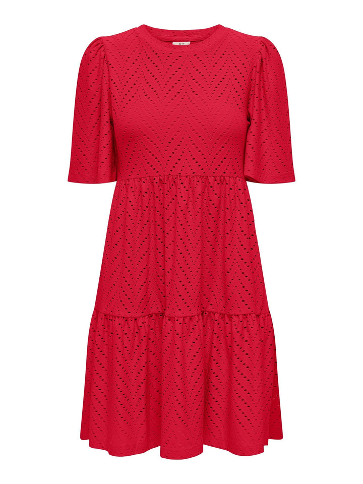 Althea Vestito Mini Donna – Maniche Corte, Motivo Traforato & A-Line Estivo